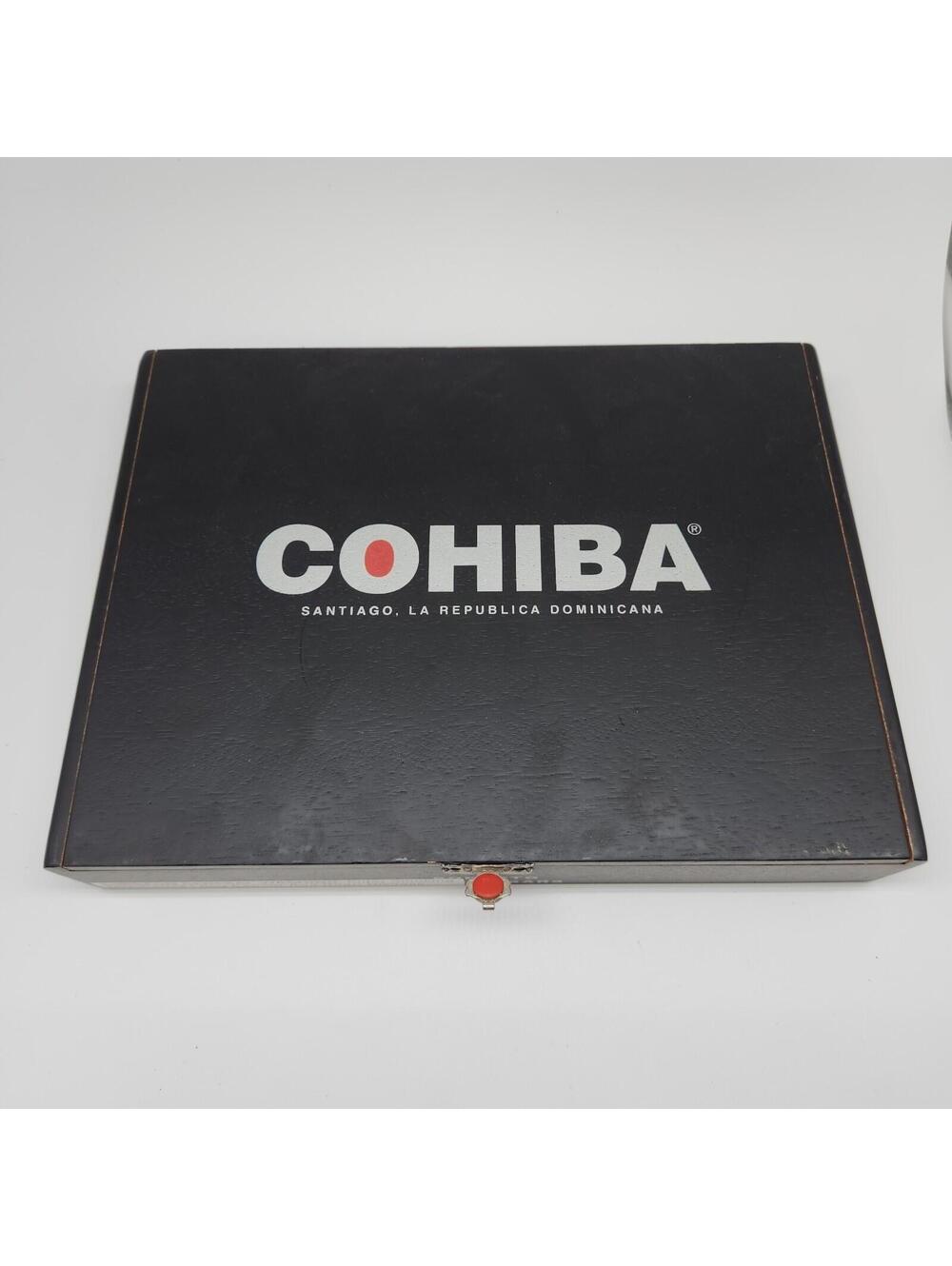 Cohiba Black Wooden Cigar Box Empty Hinged Dominican Republic Display Case